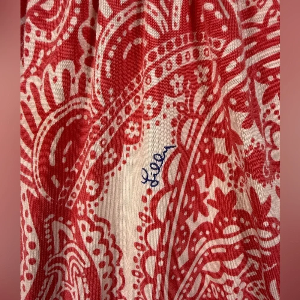 Lilly Pulitzer silk blend belted v neck dress size M preppy preowned - Picture 6 of 10